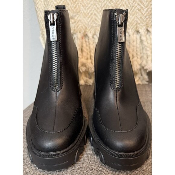 Woman's Size 8.5 Boots SOREL Brex Heel Zip black Leather Lug Sole - Picture 6 of 15